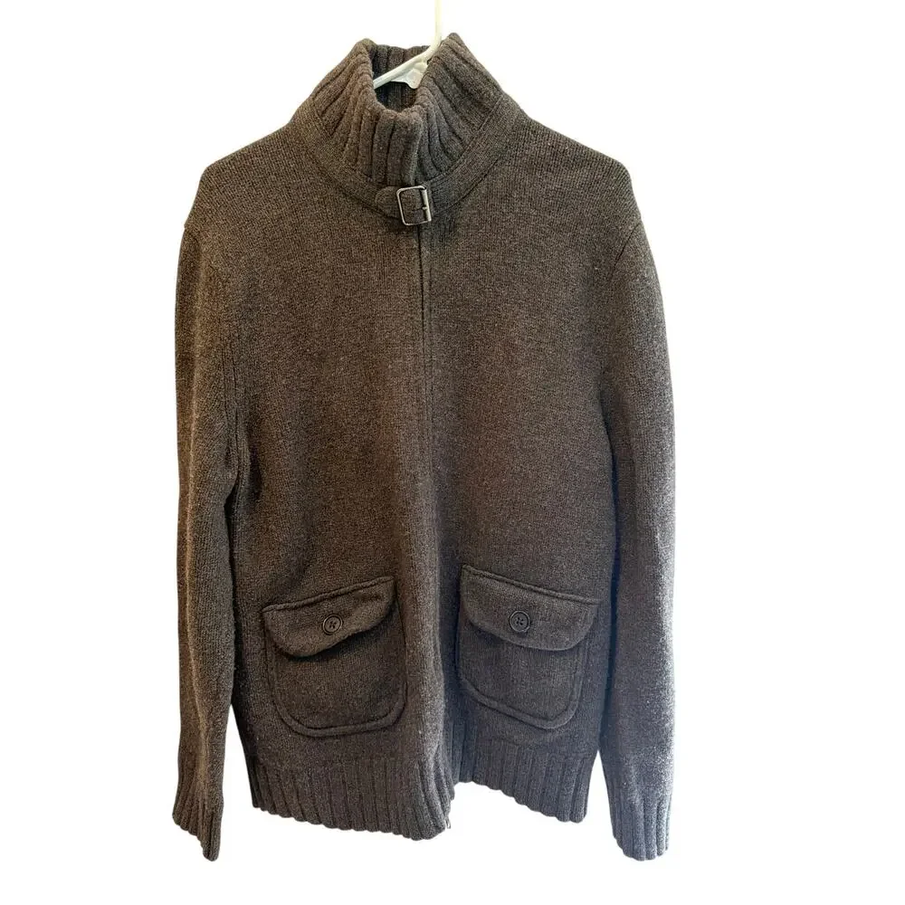⭐️ Men’s Banana Republic Brown Full Zip Heavy Sweater. Size XL Cabincore